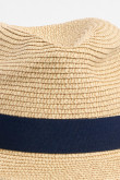Sombrero Panamá kaki medio con cinta azul decorativa