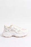 Tenis de plataforma blancos con paneles en malla