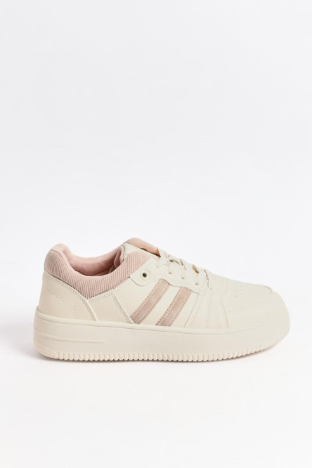 Tenis unicolores casuales con contrastes laterales