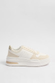 Tenis de plataforma cremas con paneles en contraste