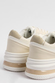Tenis de plataforma cremas con paneles en contraste