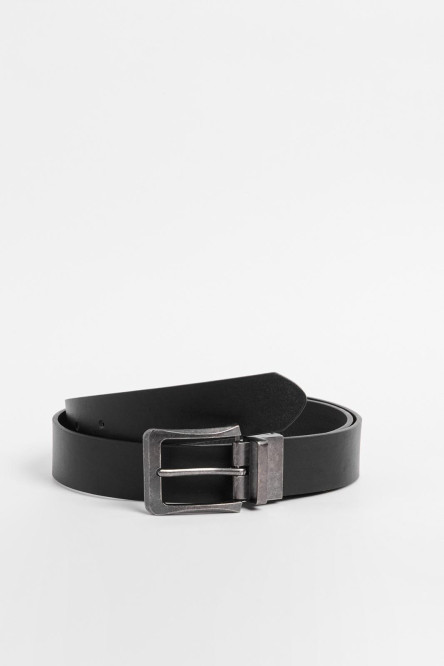 Cinturón sintético negro con hebilla reversible