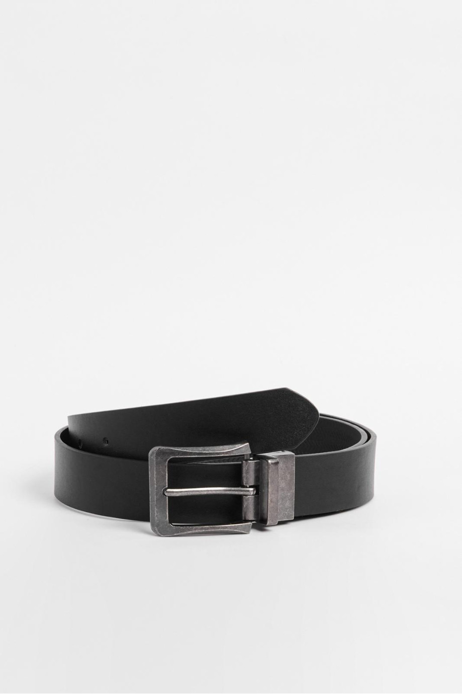 Cinturón sintético negro con hebilla reversible