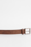 Cinturón sintético liso café claro con hebilla cuadrada