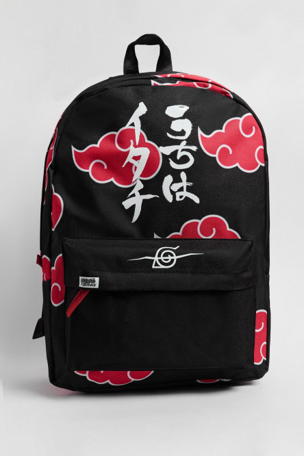 Maleta negra con diseño de Naruto y cremalleras