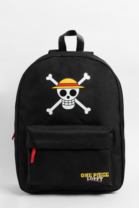 Maleta negra de One Piece con bolsillo y cremalleras
