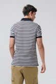 Camiseta polo azul intensa a rayas con manga corta