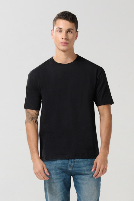Camiseta en algodón cuello redondo unicolor