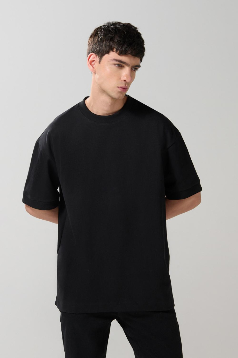 Camiseta oversize en algodón unicolor con manga corta