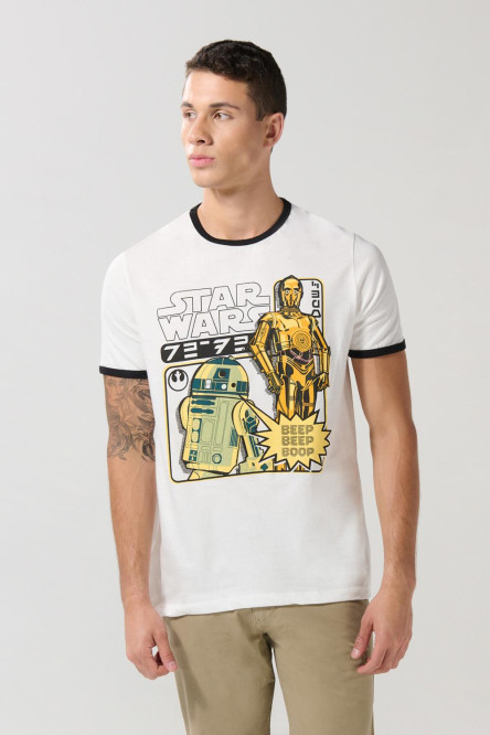 Camiseta crema de Star Wars manga corta con contrastes