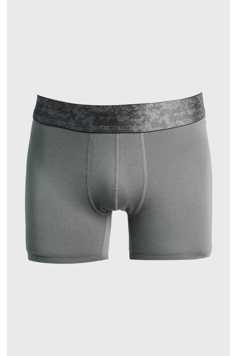 Bóxer gris tipo midway brief-largo con cintura estampada