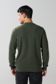 Suéter verde cuello redondo tejido con relieve