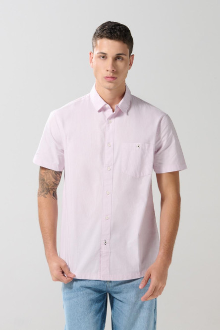 Camisa unicolor cuello sport collar con botones