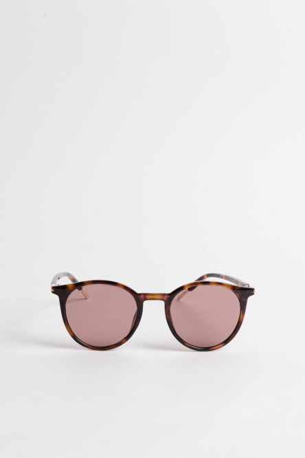 Gafas de sol cafés con marco redondo liviano estampado