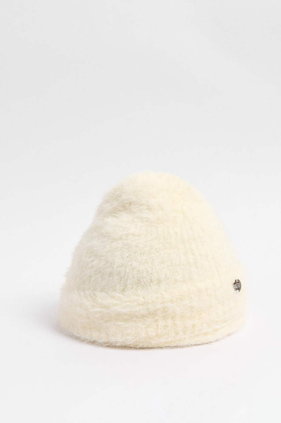 Gorro tejido unicolor con doblez ajustable y texturas