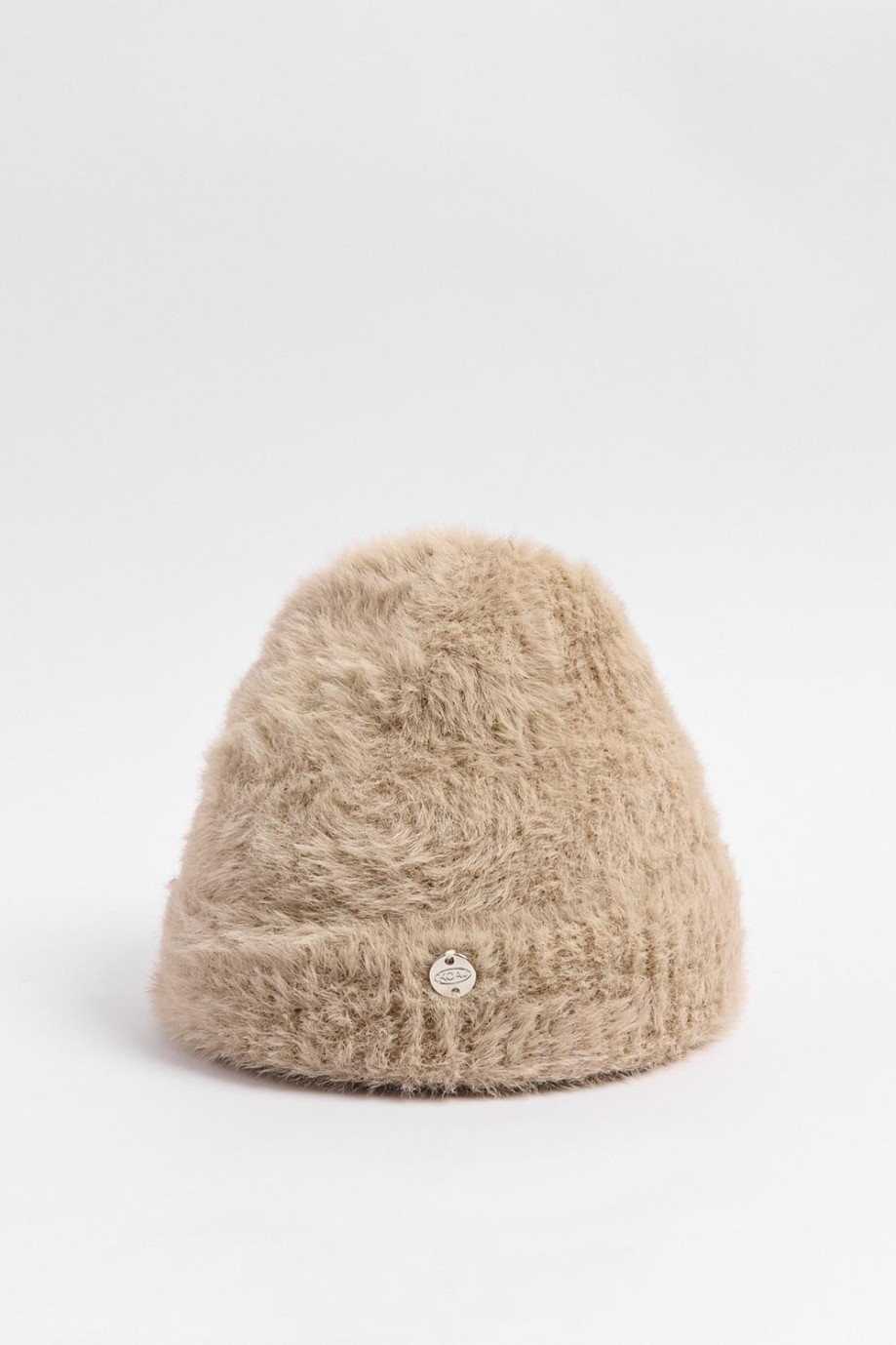 Gorro tejido unicolor con doblez ajustable y texturas