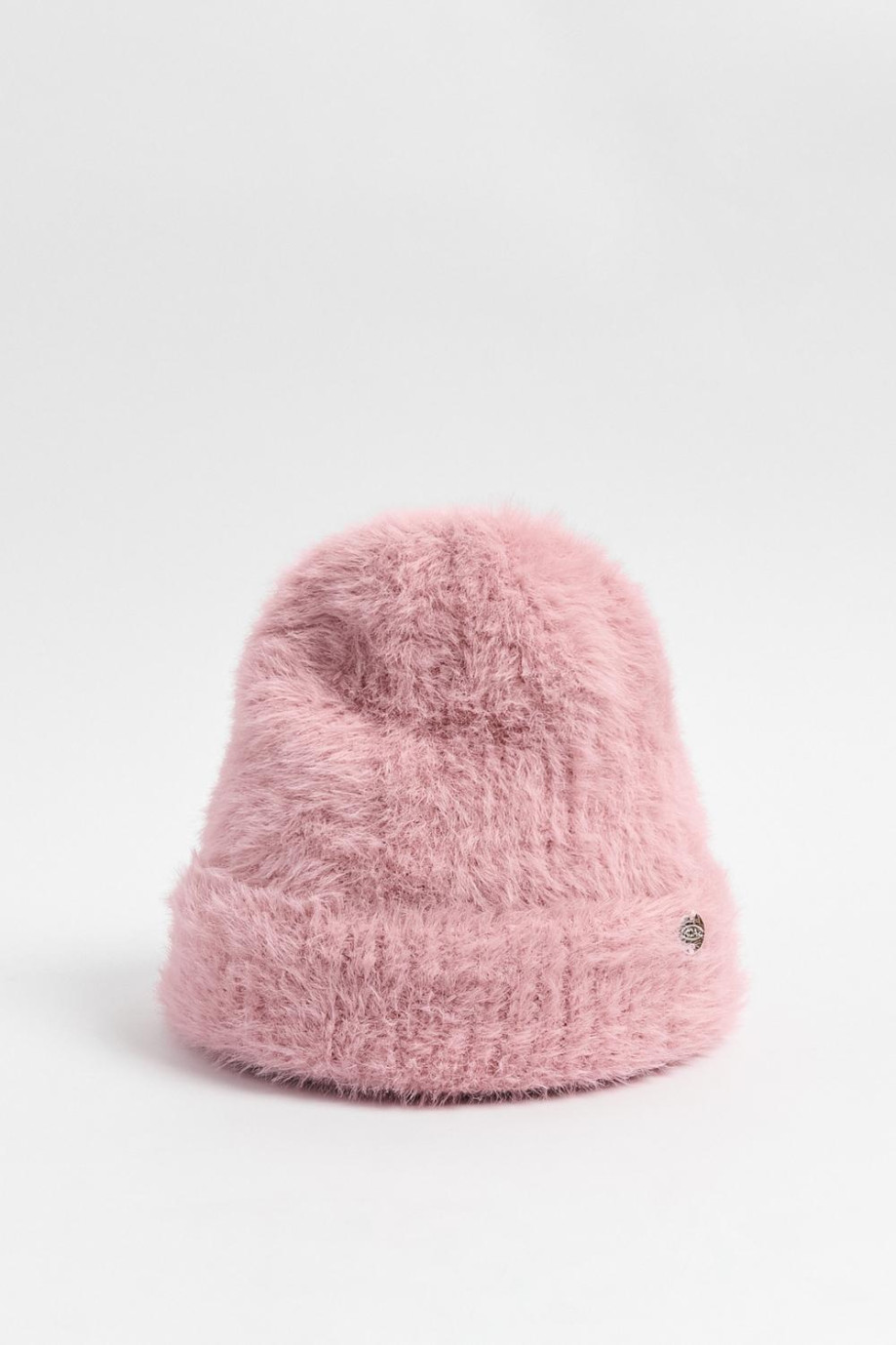 Gorro tejido unicolor con doblez ajustable y texturas