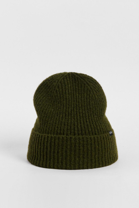 Gorro tejido unicolor con texturas y marquilla