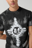 Camiseta gris tie dye manga corta con diseño de Death Note