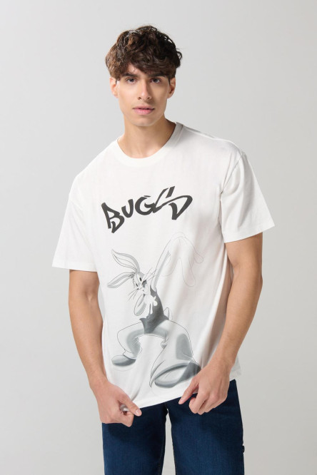 Camiseta crema clara oversize manga corta de Looney Tunes
