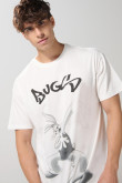 Camiseta crema clara oversize manga corta de Looney Tunes