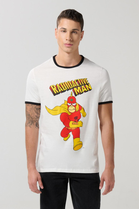 Camiseta crema manga corta de Los Simpson con contrastes