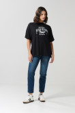 Camiseta negra oversize cuello redondo de Looney Tunes