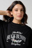 Camiseta negra oversize cuello redondo de Looney Tunes