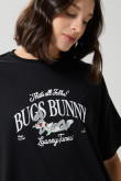 Camiseta negra oversize cuello redondo de Looney Tunes