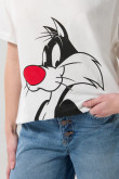 Camiseta crema clara de Looney Tunes oversize manga corta