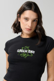 Camiseta negra manga corta acanalada de Green Day