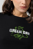 Camiseta negra manga corta acanalada de Green Day