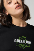 Camiseta negra manga corta acanalada de Green Day