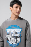 Buzo gris intenso cuello redondo de Looney Tunes