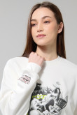 Buzo crema oversize de Looney Tunes con cuello redondo