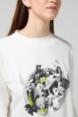 Buzo crema oversize de Looney Tunes con cuello redondo