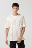 Camiseta crema clara manga corta oversize con efecto tie dye