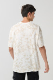 Camiseta crema clara manga corta oversize con efecto tie dye