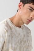 Camiseta crema clara manga corta oversize con efecto tie dye