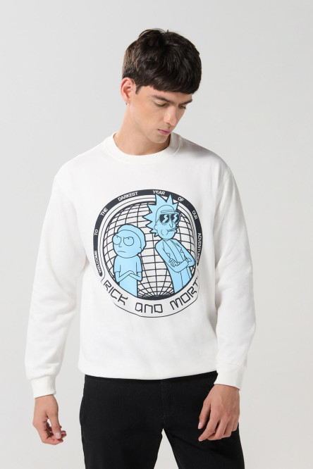 Buzo crema claro cuello redondo de Rick and Morty
