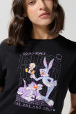 Camiseta negra de Looney Tunes con manga corta