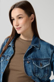 Chaqueta oversize en jean azul clara con bolsillos
