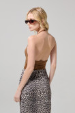 Body unicolor manga sisa con cuello halter