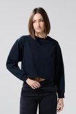 Buzo azul intenso crop top con cuello redondo