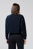 Buzo azul intenso crop top con cuello redondo
