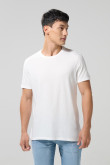 Camiseta unicolor cuello redondo ajustada en algodón