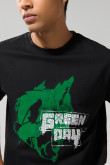 Camiseta cuello redondo negra con arte de Green Day