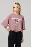 Camiseta oversize crop top rosada oscura de Mickey
