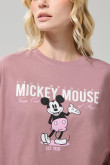 Camiseta oversize crop top rosada oscura de Mickey