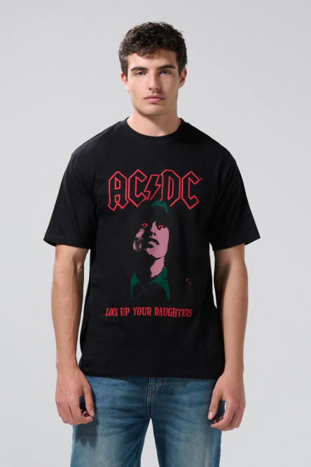 Camiseta negra de AC/DC en algodón manga corta